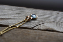 Load image into Gallery viewer, Dark Blue with dark inclusion 6mm rose cut Montana Sapphire Necklace in 14k Gold Fill
