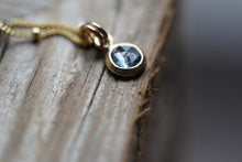 Load image into Gallery viewer, Dark Blue with dark inclusion 6mm rose cut Montana Sapphire Necklace in 14k Gold Fill
