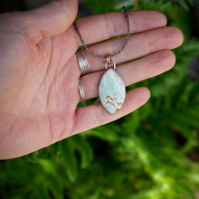 Load image into Gallery viewer, Spring Variscite Pendant #2 - Marquis Shape on 18" reverse rope chain with 14k Gold Fill

