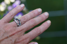 Load image into Gallery viewer, In Deep - Cavern ring size 7.5 - Lost Wax Carved with 3mm Cornflower blue Montana Sapphire
