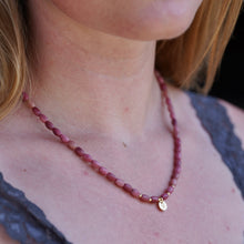 Load image into Gallery viewer, Gold Lumiere Necklace in Pink Rhodonite - 14k Gold Fill - extends 16-18"
