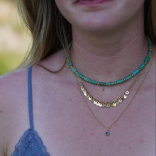Load image into Gallery viewer, Gold &amp; Turquoise Barrel Bead Choker Necklace- 14k Gold Fill - 14-16"
