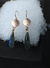 Load image into Gallery viewer, Labradorite Droplet Earrings in 14k Gold Fill
