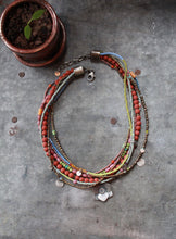 Load image into Gallery viewer, Wildflower Woman Necklace: Terra-Cotta Spring Series #3 with Pink, Periwinkle, and Lime!
