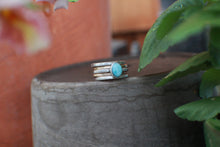 Load image into Gallery viewer, Size 7 Mixed Metal Fatty Stacks with oval Larimar - set of 5 - OOAK
