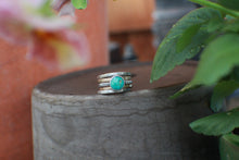 Load image into Gallery viewer, Size 5.5 Mixed Metal Fatty Stacks with Emerald Valley Turquoise- set of 5 - OOAK
