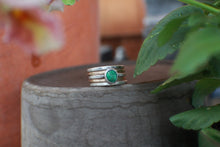 Load image into Gallery viewer, Size 9.5 Mixed Metal Fatty Stacks with Green Emerald Valley Turquoise- set of 5 - OOAK
