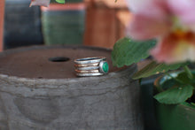 Load image into Gallery viewer, Size 9.5 Mixed Metal Fatty Stacks with Green Emerald Valley Turquoise- set of 5 - OOAK
