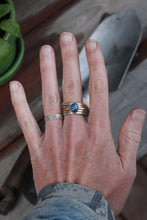 Load image into Gallery viewer, Size 9 Mixed Metal Fatty Stacks with Oval Labradorite - set of 5 - OOAK
