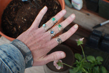 Load image into Gallery viewer, Size 7.5 Mixed Metal Fatty Stacks with round Labradorite - set of 5 - OOAK
