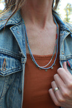 Load image into Gallery viewer, Long Beaded double necklace in Blues!
