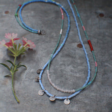 Load image into Gallery viewer, Long Beaded double necklace in Blues!
