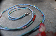 Load image into Gallery viewer, Long Beaded double necklace in Blues!
