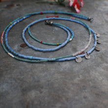 Load image into Gallery viewer, Long Beaded double necklace in Blues!
