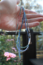 Load image into Gallery viewer, Long Beaded double necklace in Blues!
