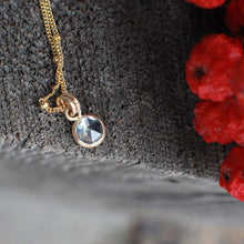 Load image into Gallery viewer, #2 Light Blue 6mm Rosecut Montana Sapphire Necklace in 14k Gold Fill - OOAK
