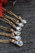 Load image into Gallery viewer, #5 Bright Blue 6mm Rosecut Montana Sapphire Necklace in 14k Gold Fill - OOAK
