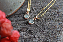 Load image into Gallery viewer, #7 Rainbow Light Blue 6mm Rosecut Montana Sapphire Necklace in 14k Gold Fill - OOAK
