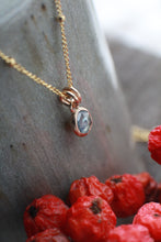 Load image into Gallery viewer, #7 Rainbow Light Blue 6mm Rosecut Montana Sapphire Necklace in 14k Gold Fill - OOAK
