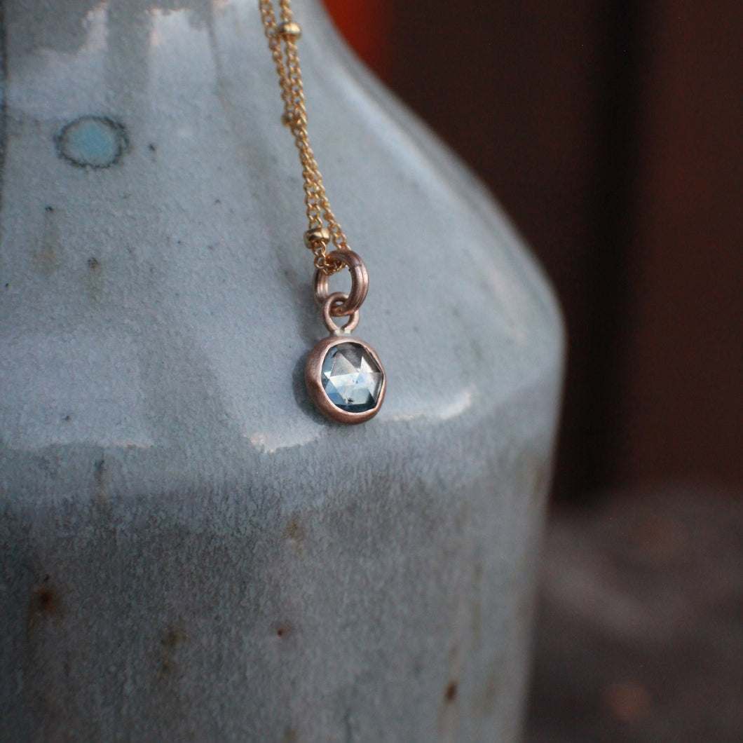 #4 Bright Blue 6mm Rosecut Montana Sapphire Necklace in 14k Gold Fill - OOAK