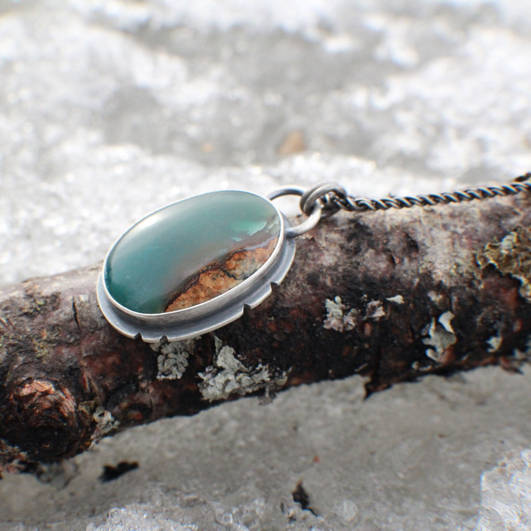 Wild Ice Pendant #4 -Thick Big Oval on 18