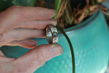 Load image into Gallery viewer, The Storm Ring: A Montana Sapphire ring in 14k Gold and Sterling Silver - Size 7.75 - OOAK
