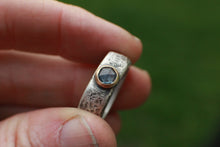 Load image into Gallery viewer, The Storm Ring: A Montana Sapphire ring in 14k Gold and Sterling Silver - Size 7.75 - OOAK
