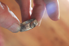Load image into Gallery viewer, The Storm Ring: A Montana Sapphire ring in 14k Gold and Sterling Silver - Size 7.75 - OOAK
