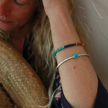 Load image into Gallery viewer, Just Add Sun:  A Coral, Turquoise, and Lapis Lazuli bracelet in Sterling Silver
