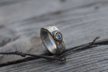 Load image into Gallery viewer, The Storm Ring: A Montana Sapphire ring in 14k Gold and Sterling Silver - Size 7.75 - OOAK
