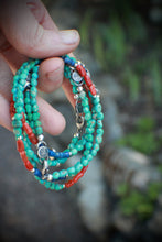 Load image into Gallery viewer, Just Add Sun:  A Coral, Turquoise, and Lapis Lazuli bracelet in Sterling Silver
