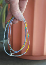 Load image into Gallery viewer, Beach Babe bead strand - Periwinkle blue purples and Yellow with Turquoise!
