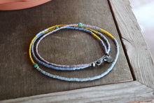 Load image into Gallery viewer, Beach Babe bead strand - Periwinkle blue purples and Yellow with Turquoise!
