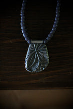 Load image into Gallery viewer, Jungles we once knew: Reclaimed &amp; Sand Cast Sterling Pendant with Dusty Violet African Beads
