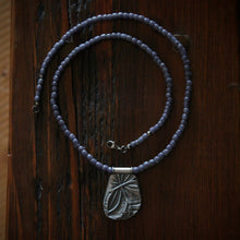 Load image into Gallery viewer, Jungles we once knew: Reclaimed &amp; Sand Cast Sterling Pendant with Dusty Violet African Beads
