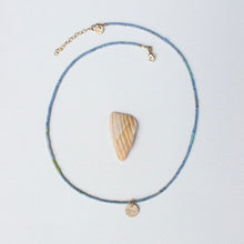 Load image into Gallery viewer, Beach Babe beaded Tiny Spark Necklace in 14k Gold Fill - Light Blue &amp; Green!
