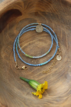 Load image into Gallery viewer, Beach Babe beaded Tiny Spark Necklace in 14k Gold Fill - Light Blue &amp; Green!
