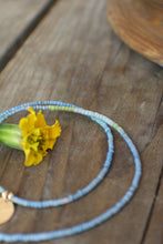 Load image into Gallery viewer, Beach Babe beaded Tiny Spark Necklace in 14k Gold Fill - Light Blue &amp; Green!
