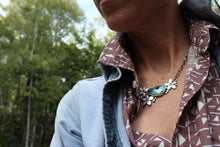 Load image into Gallery viewer, Plumeria Necklace with Shattuckite in Chrysocolla - OOAK

