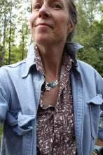 Load image into Gallery viewer, Plumeria Necklace with Shattuckite in Chrysocolla - OOAK
