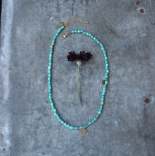 Load image into Gallery viewer, Emerald Valley Nugget Turquoise Necklace with 14k Gold Fill Tiny Spark

