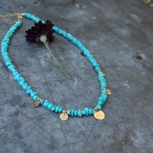 Load image into Gallery viewer, 5 Coins Kingman Turquoise Necklace with 14k Gold Fill - OOAK
