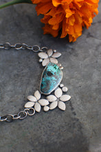 Load image into Gallery viewer, Plumeria Necklace with Shattuckite in Chrysocolla - OOAK
