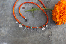 Load image into Gallery viewer, &quot;No Bad Days in Orange&quot;- A Sterling Silver Charm Necklace at 20&quot;
