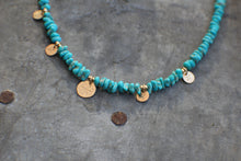Load image into Gallery viewer, 5 Coins Kingman Turquoise Necklace with 14k Gold Fill - OOAK
