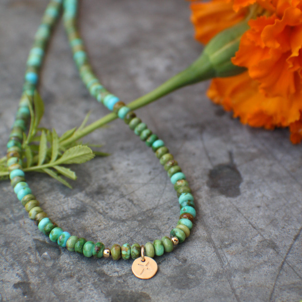 Rio Bravo: AAA Blue & Green Sonoran Turquoise Necklace with 14k Gold Fill