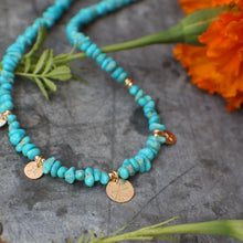 Load image into Gallery viewer, 5 Coins Kingman Turquoise Necklace with 14k Gold Fill - OOAK

