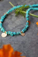 Load image into Gallery viewer, 5 Coins Kingman Turquoise Necklace with 14k Gold Fill - OOAK

