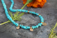Load image into Gallery viewer, 5 Coins Kingman Turquoise Necklace with 14k Gold Fill - OOAK
