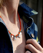 Load image into Gallery viewer, &quot;No Bad Days in Orange&quot;- A Sterling Silver Charm Necklace at 20&quot;
